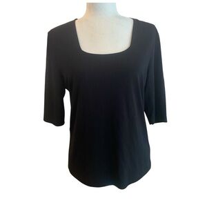 Le Tricot Longhin Italy Womens Solid Black Vintage Blouse